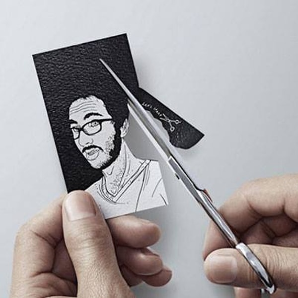 14. Необычная и веселая карточка парикмахера.