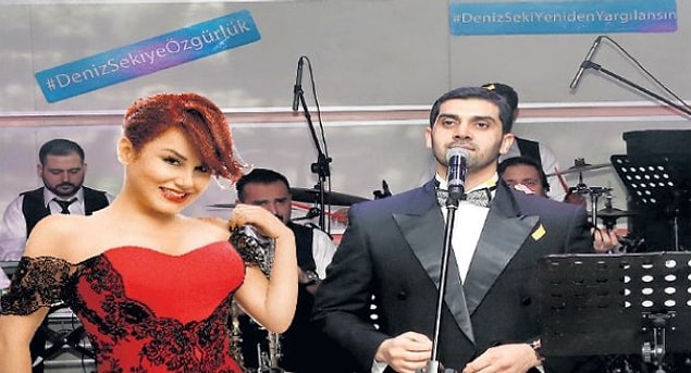 Ve hatta "Deniz Seki'ye Özgürlük" pankartını arkasına alıp, konser dahi verdi.