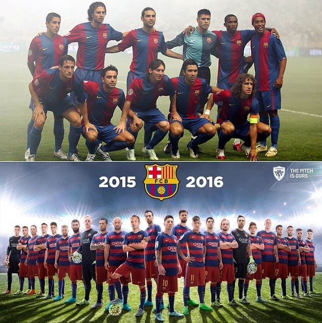 16. Barcelona demişken... 2006'daki efsane kadrosunu unutmak mümkün değil. Ronaldinho, Eto'o, Xavi, Puyol, Deco ve Messi'nin ilk zamanları.