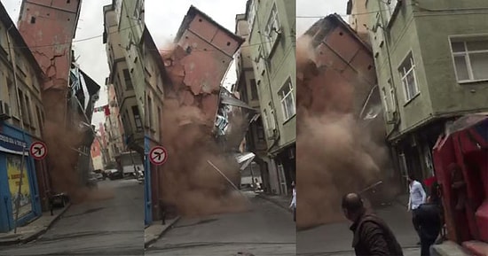 Beyoğlu'nda 5 Katlı Binanın Çökme Anı Kamerada