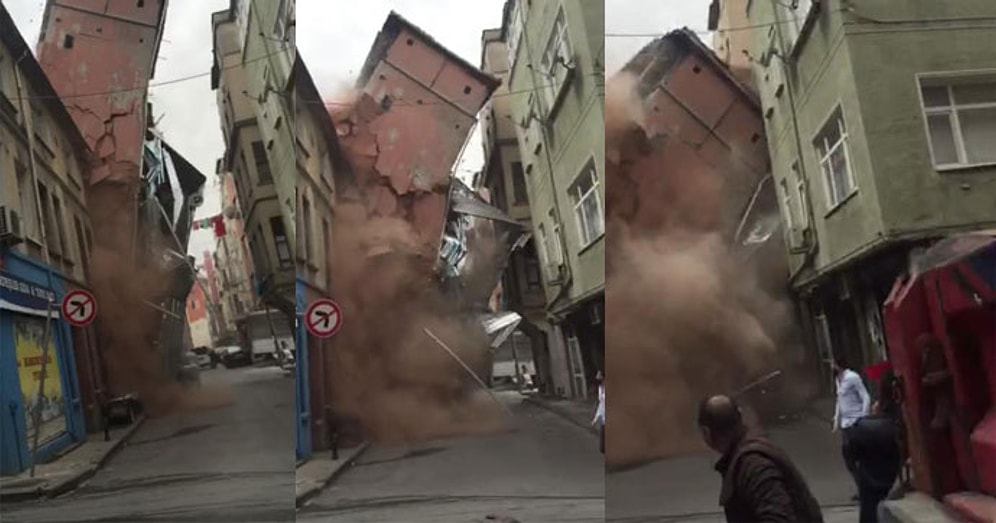 Beyoğlu'nda 5 Katlı Binanın Çökme Anı Kamerada