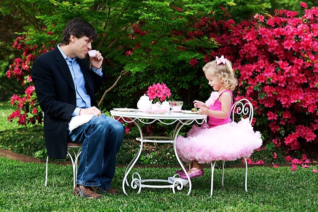 13. Having a tea party with his niece