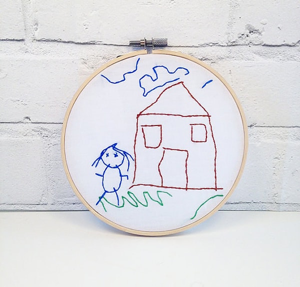 5. Найдите свой детский рисунок и сделайте с ним вышивку