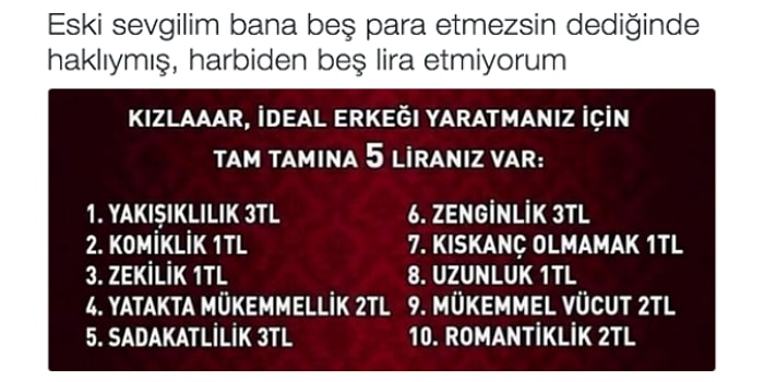 5 Lira Bütçeyle Hayalinizdeki Erkeği Yaratabilecek misiniz?