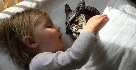 Малышка не расстается ни на минуту со своей совой