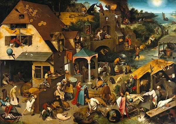 1. "Felemenk Atasözleri", Pieter Bruegel the Elder, 1559