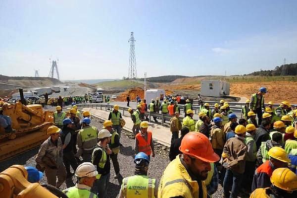 3. Köprü İnşaatında İşçilerden Eylem: '3 Bin Lira İkramiye Sözü Tutulmadı'