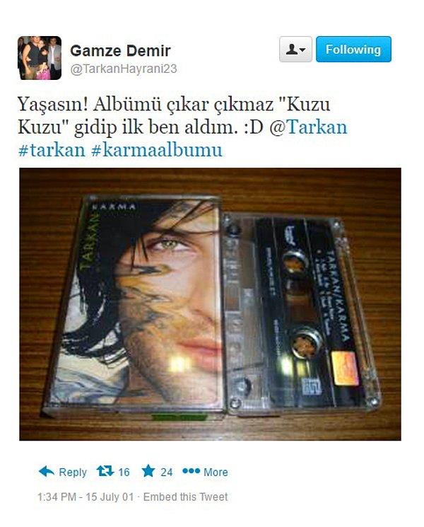 11. Tarkan'ın 'Karma' albümünü çıkar çıkmaz alan bir hayranından böyle bir paylaşım görebilirdik.