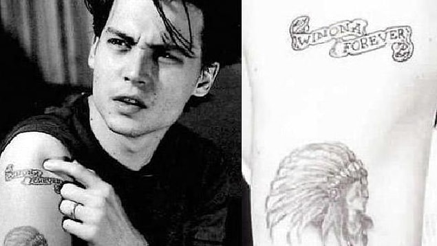 9. Johnny Depp'in Winona Ryder için yaptırdığı "Winona Forever" dövmesi ise küçük bir değişiklikle "Wino Forever" olarak teninde yer almaya devam ediyor.