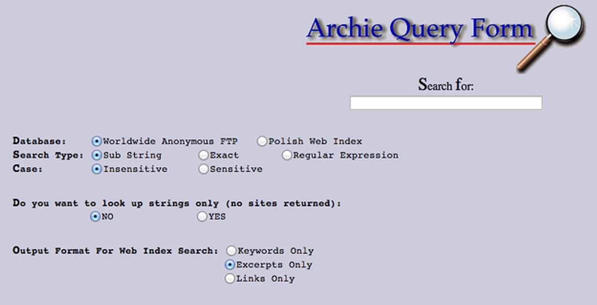 Type search. Archie Поисковая система. Первая Поисковая система Archie. Система Archie. Арчи Поисковик.