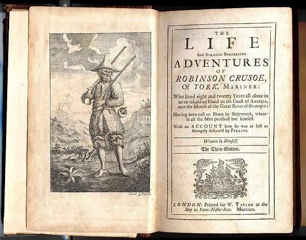 1. Robinson Crusoe'un ilk basımı 1719 yılında yapılmıştır ve ilk İngilizce roman olarak görülmektedir.
