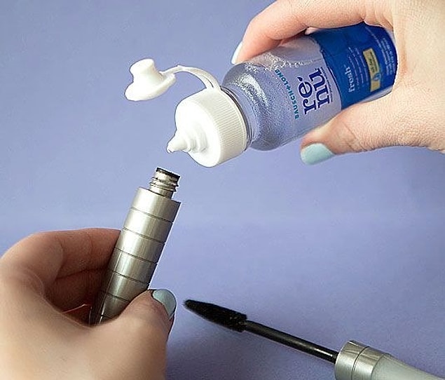 19. Use a few drops of contact solution to bring your flaky mascara back to life.