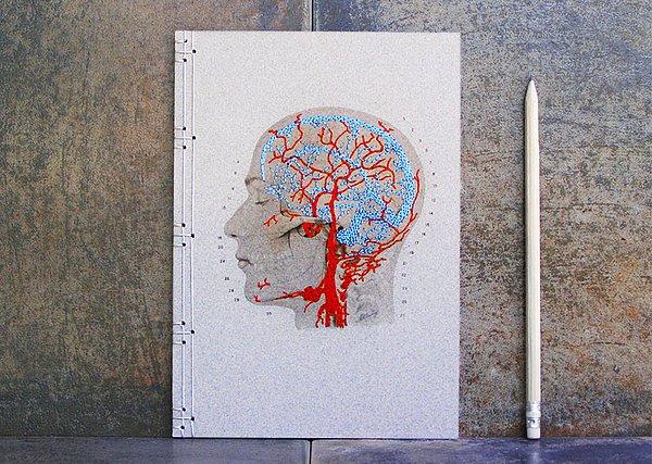 16. Sanatçı Chara, defterlerini üç boyutlu resimler, insan anatomisinden ilham alan tasarımlar ve çiçek desenleri ile süslüyor.
