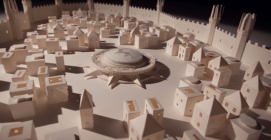 Бумажная видео-презентация сцены открытия "Игры престолов"