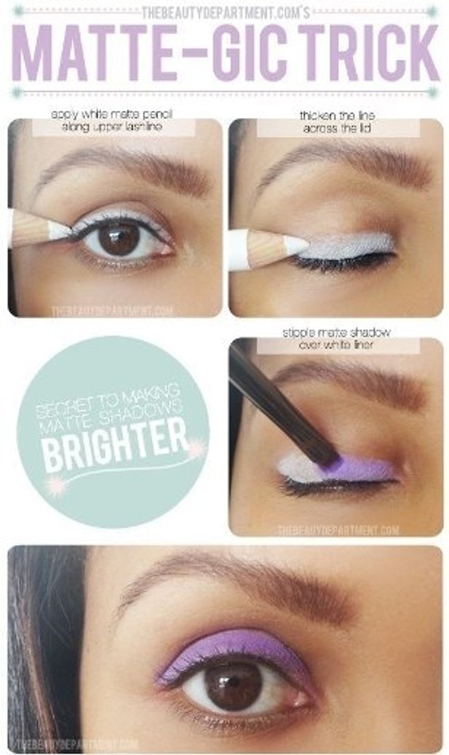 17. Put on white eye shadow as a primer to increase the effect of your colorful eye makeup.