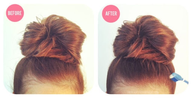 36. Flyaways? Not a problem. Apply hair spray on an old toothbrush to tame flyaways in a second.
