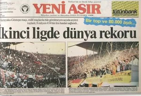 Hınca hınç dolan stadyumda hem Türkiye liglerinin seyirci rekoru, hem de dünya ikinci ligi seyirci rekoru kırılmıştı.