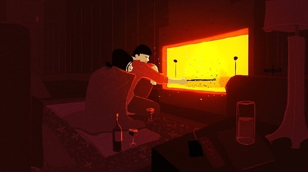 4. Обнимашки у камина под теплым пледом