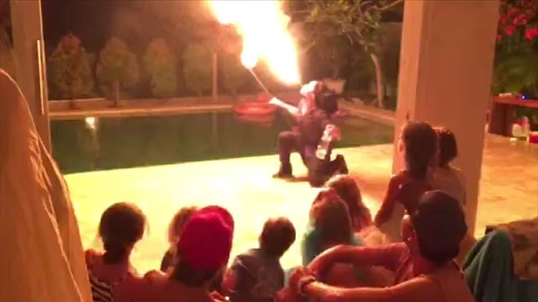 6. А вечером Айза и Дмитрий пригласили участников файер-шоу.