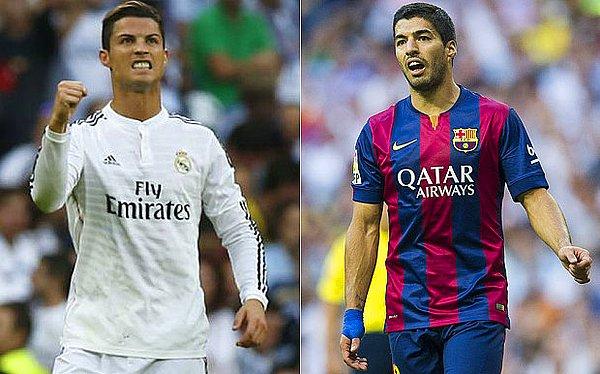 Gol krallığı yarışında Suarez'in 37, Ronaldo'nun 33 golü bulunuyor