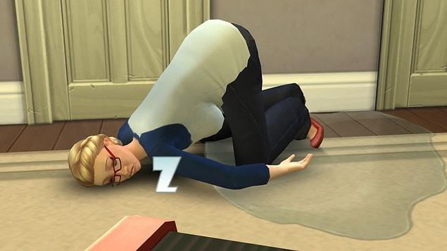 16. Your Sims falling asleep on the floor instead of their own bed!