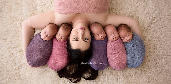 Мама, давшая жизнь 5 малышам, устроила с ними фотосессию