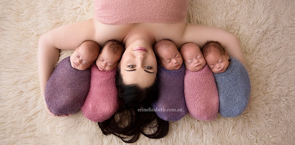 Мама, давшая жизнь 5 малышам, устроила с ними фотосессию