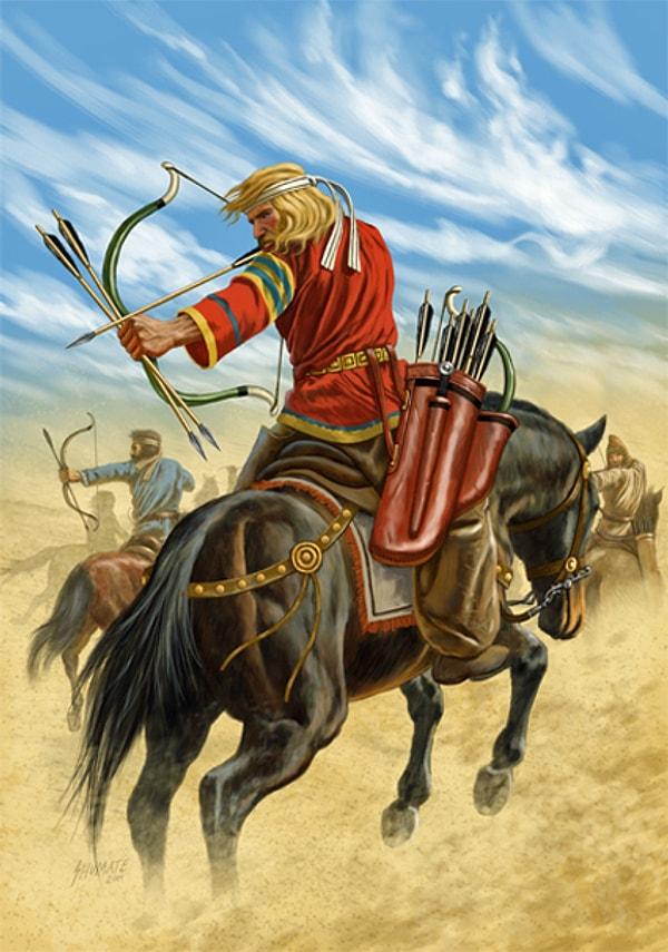 14. Tarihi kaynaklarda Türklerin muhteşem biniciler oldukları anlatılmaktadır. At üzerinde süratle ilerlerken bile tam geriye dönerek ok atabilmeleri de bunun kanıtıdır.