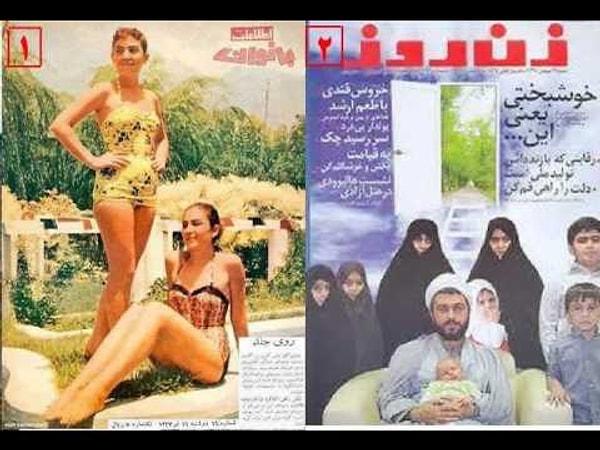 9. İran'daki devrimin ardından magazin dergileri ise bu şekli alıyor.