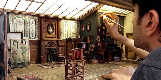 Миниатюрная версия фотостудии 1900-ых годов от талантливого художника