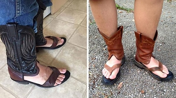 11. А в Америке сегодня в моде переделывать ковбойские сапоги в тапки!!!