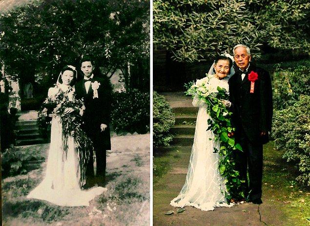 1. Evliliklerinin 70. yıl dönümünde yeniden evet diyen Çin'in en romantik çifti.