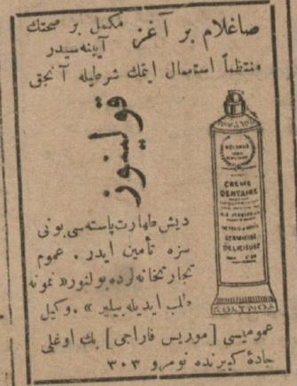 2. Diş Macunu Reklamı-Tercüman-ı Hakikat Gazetesi, 1921