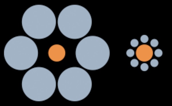 6. Одного ли размера оранжевые круги?