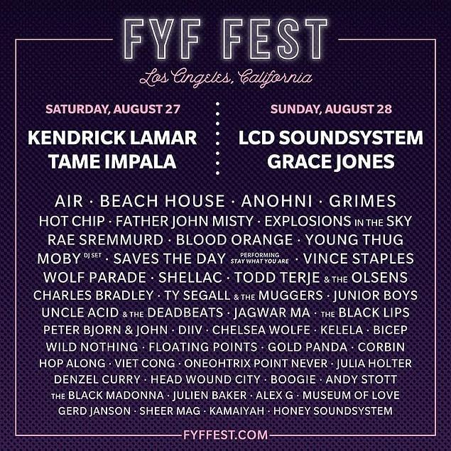 19. FYF (F*ck Yeah Fest): August 27th-28th, Los Angeles, California, USA