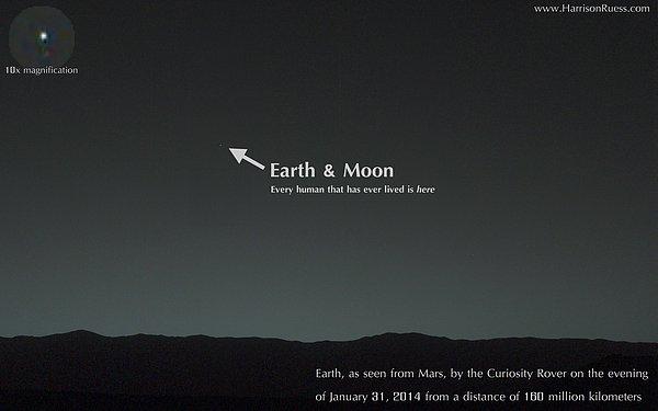 6. Mars'ın gece manzarasındaki Dünya