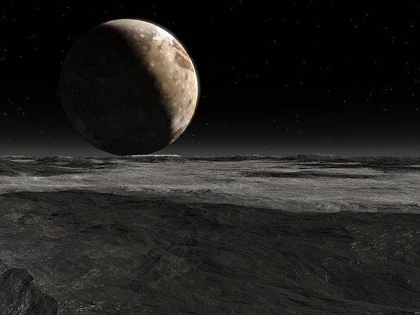 8. Şimdi de Charon'dan Plüton'a doğru bakıyoruz.