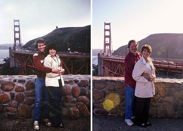 25. 1982'de çektirdikleri fotoğrafı 32 yıl sonra canlandıran romantik ikili.💑