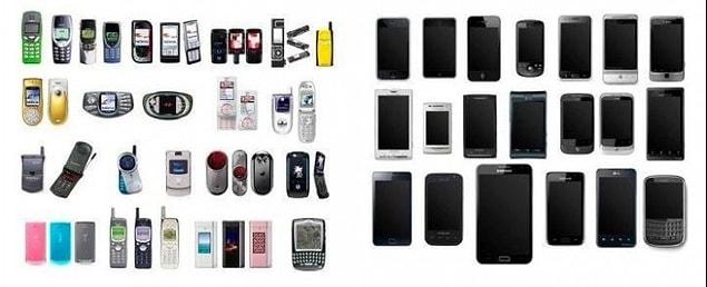 13. While old phones had so many kinds, smart phones are all the same, with their black screens.