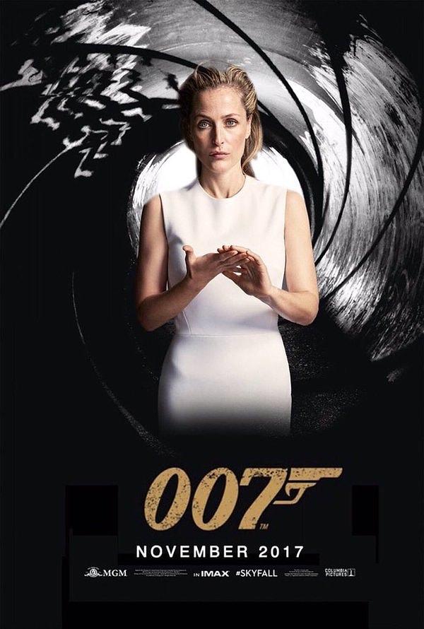 Gillian Anderson, Twitter'ın favori Bond adayı olması üzerine aşağıdaki posteri yayınladı.