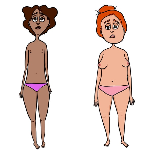 1. Скорее всего, у вас либо маленькая грудь, либо груди смотрят в разные стороны