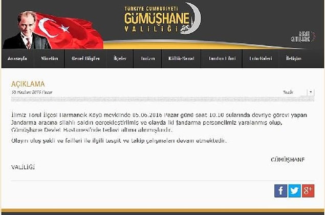 Gümüşhane Valiliği'nden açıklama
