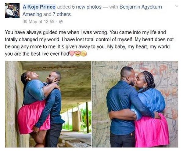 Nişanlısı Kojo da sevdiği kadına Facebook üzerinden destek olmakta gecikmedi.