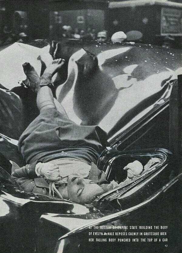 10. 23 yaşındaki Evelyn McHale Empire State binasından atlayarak intihar edip bir arabanın üzerine düşüyor. 1947.