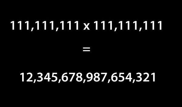 11. 111,111,111 x 111,111,111 = 12,345,678,987,654,321
