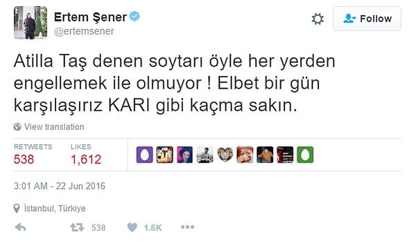 Tweeti gören Ertem Şener'in cevabı gece geldi.
