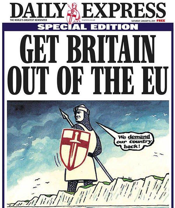 Kasım 2010: İngiliz ulusal gazetesi The Daily Express ülkenin Avrupa Birliği'nden çıkmasını talep etti.