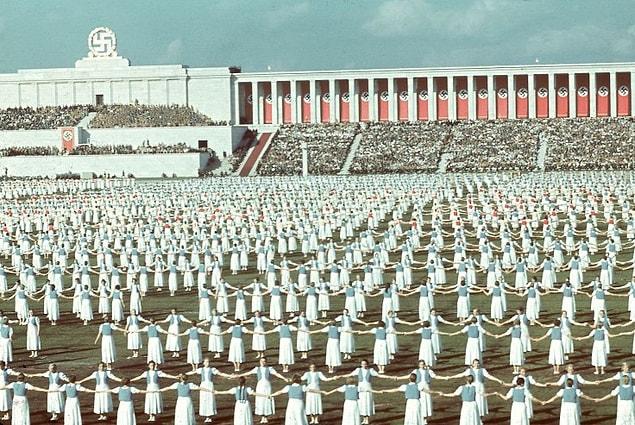 10. League of German Girls dancing during the 1938 Reich Party Congress, Nuremberg, Germany.
