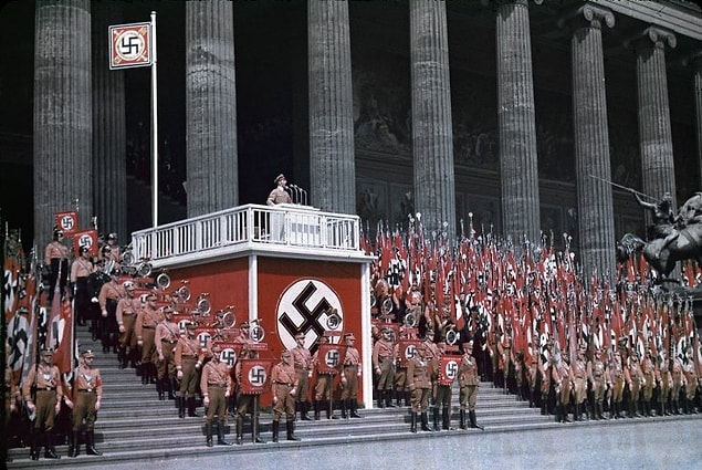 16. Reich Minister of Propaganda, Joseph Goebbels, speaking at the Lustgarten in Berlin, 1938.