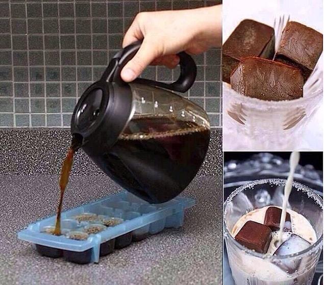 1. To make a quick iced coffee drink anytime you want, you can freeze your freshly brewed coffee in the ice cube tray.